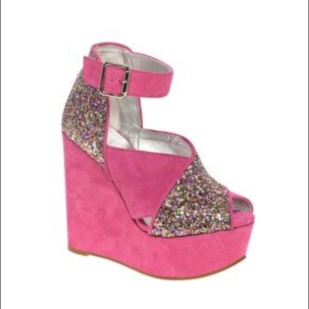 ASOS Barbie pink glitter wedge heel shoes costume